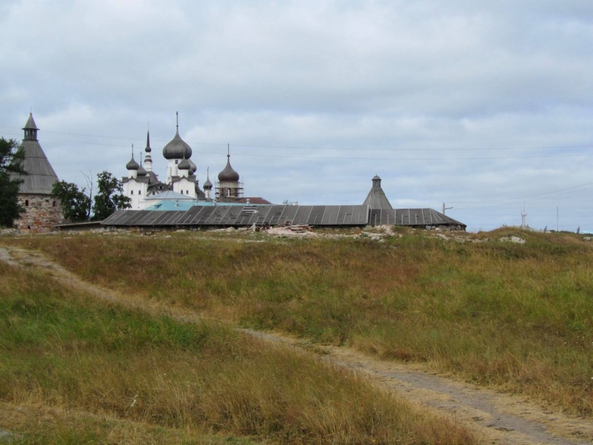 Соловецкий. Церковь Онуфрия Великого. общий вид в ландшафте, вид с юга