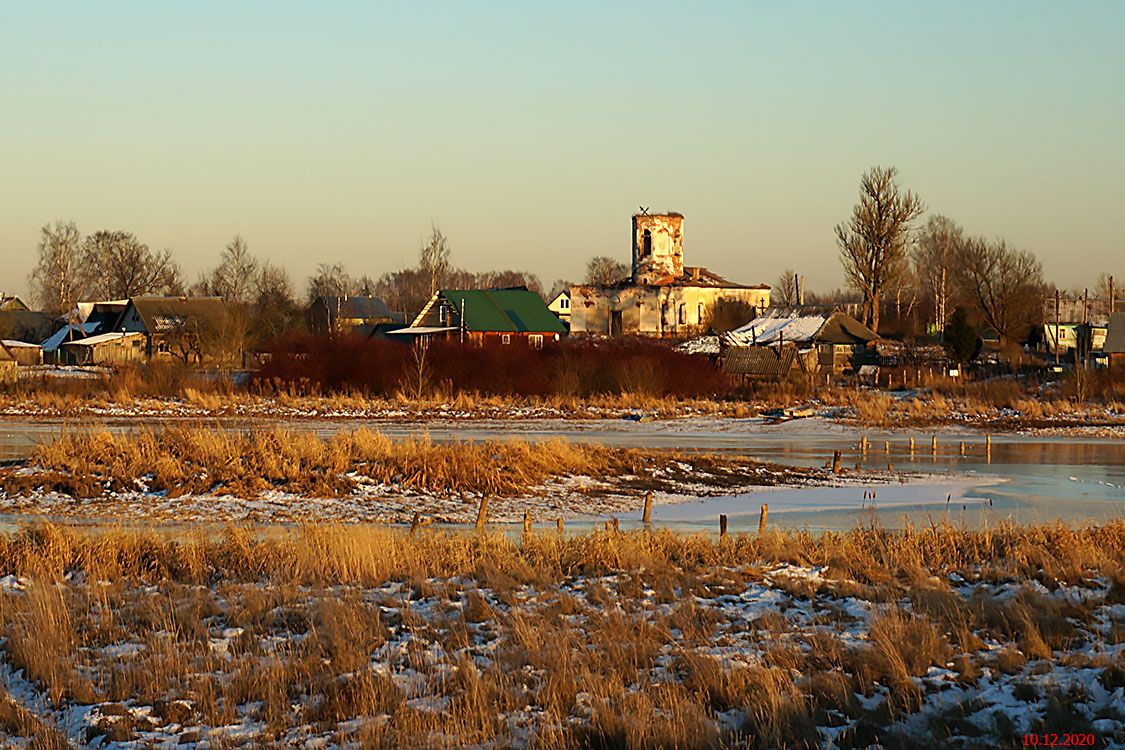 Рютино. Церковь Успения Пресвятой Богородицы. общий вид в ландшафте