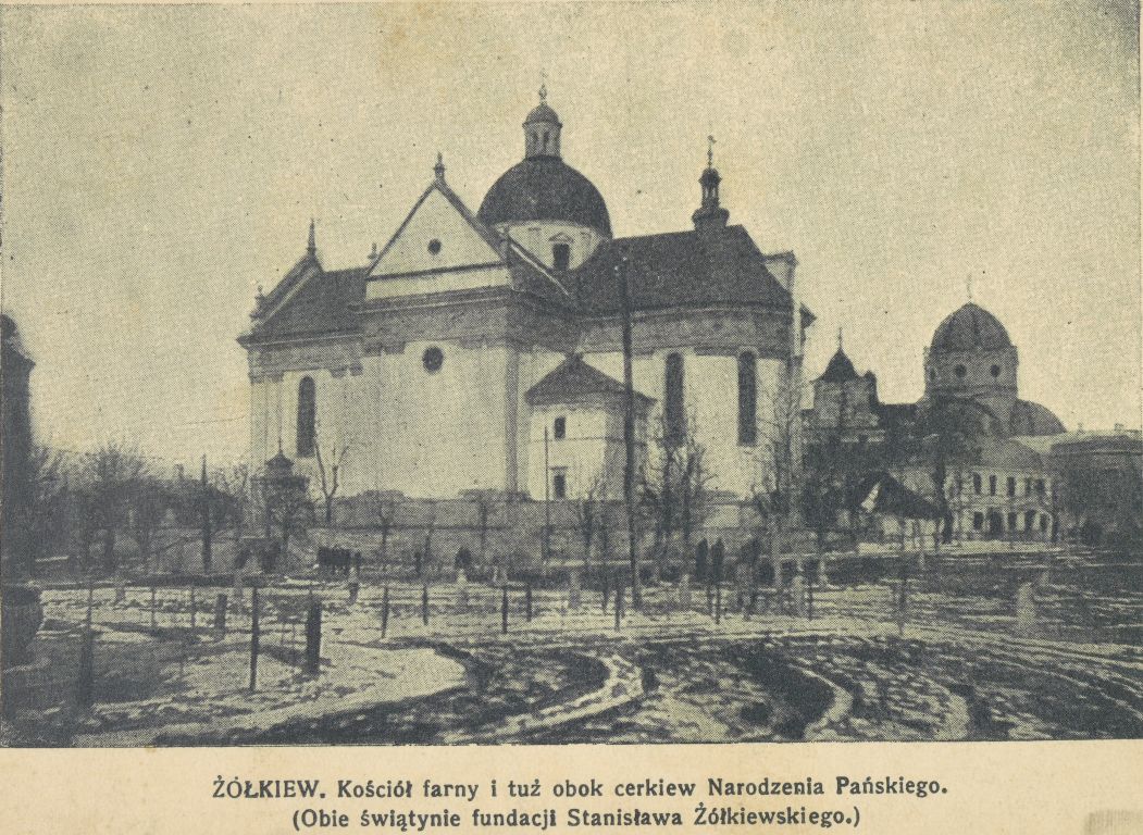 Церковь Петра и Павла, Жолква (Жолковский район, Украина, Львовская область). архивная фотография, Фото 1934 г. Костел и Храм Рождества Христова https://polona.pl/item/zolkiew-kosciol-farny-i-tuz-obok-cerkiew-narodzenia-panskiego,ODIxMjE0MjE/0/#info:metadata