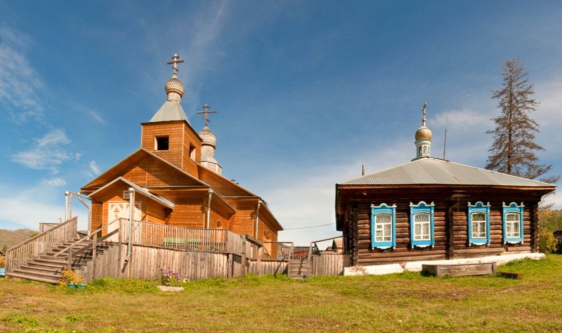 Шебалино. Церковь Успения Пресвятой Богородицы (новая). общий вид в ландшафте,                  Церковь Успения Пресвятой Богородицы в Шебалино республики Алтай.