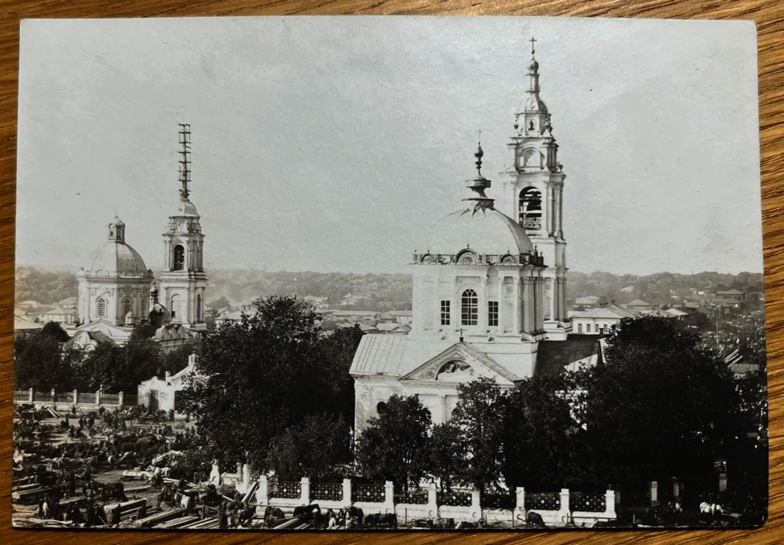 Усмань. Собор Богоявления Господня. архивная фотография, Собор справа. Почтовая фотооткрытка 1900-х годов
