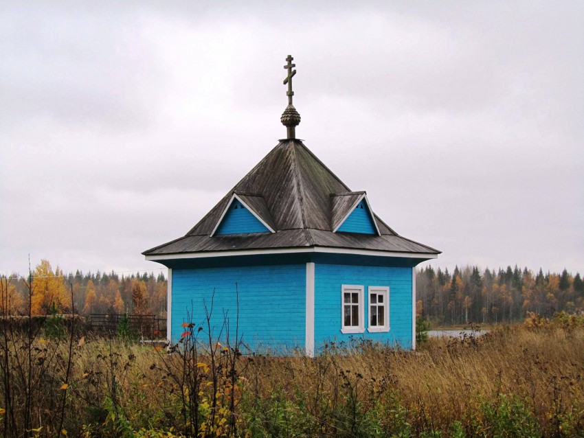 Часовня Владимирской иконы Божией Матери, Агафоновская (Каргопольский район, Архангельская область). общий вид в ландшафте