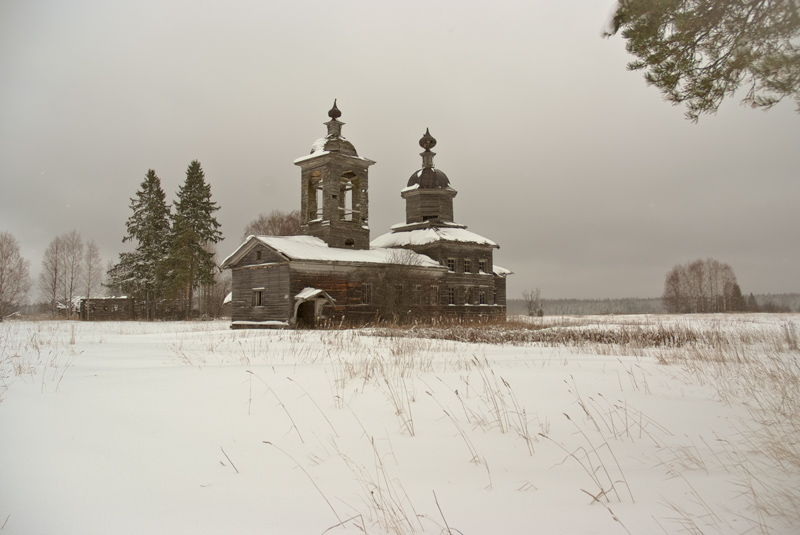 Церковь Георгия Победоносца, Наумовская (Замошье), урочище (Каргопольский район, Архангельская область). общий вид в ландшафте