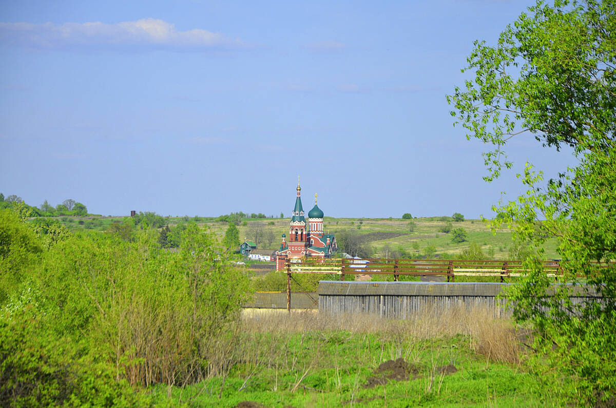 Яндовка. Церковь Николая Чудотворца. общий вид в ландшафте