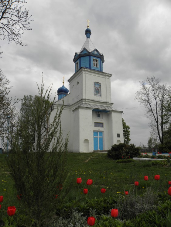 Буховичи. Церковь Покрова Пресвятой Богородицы. общий вид в ландшафте