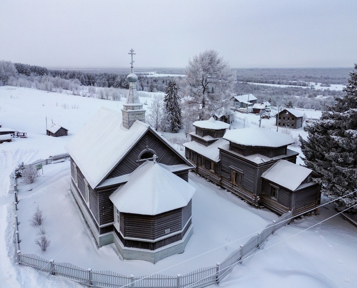 фасады. Храмовый комплекс. Церкви Георгия Победоносца и Илии Пророка, Большой Бор (Онежский район, Архангельская область)