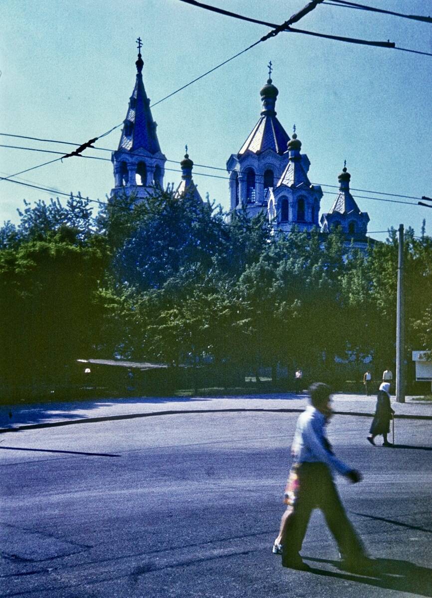 Кафедральный собор Спаса Преображения, Житомир (Житомирский район, Украина, Житомирская область). документальные фотографии, Скан с плёнки из домашнего архива.