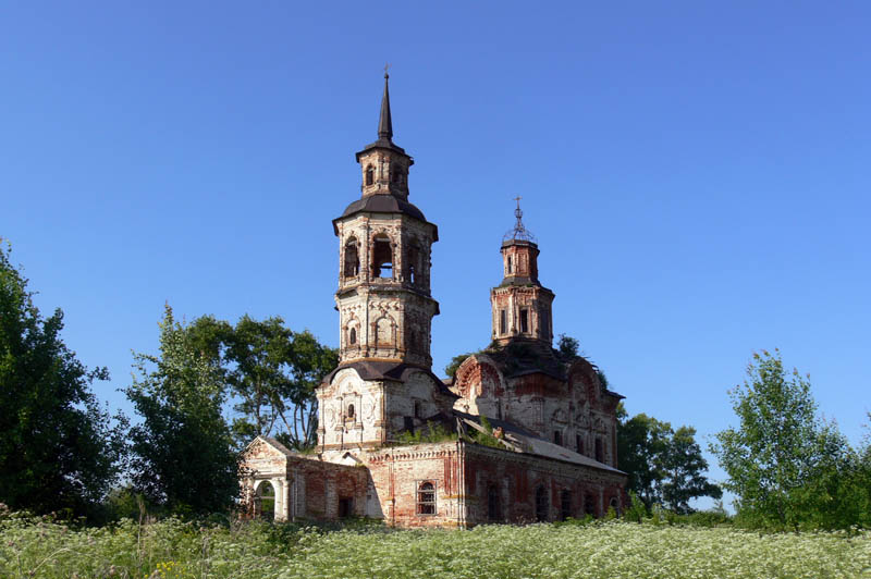 Церковь Владимирской иконы Божией Матери, Верхкумёны, урочище (Кумёнский район, Кировская область). фасады, вид с юго-запада