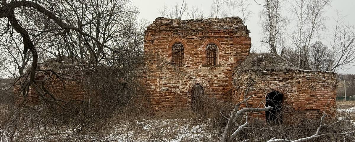 Вид с юга, фасады. Церковь Михаила Архангела, Жежельна (Ясногорский район, Тульская область)