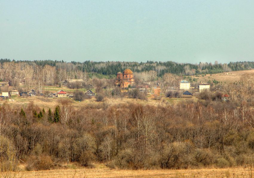 Нестино. Церковь Успения Пресвятой Богородицы. общий вид в ландшафте