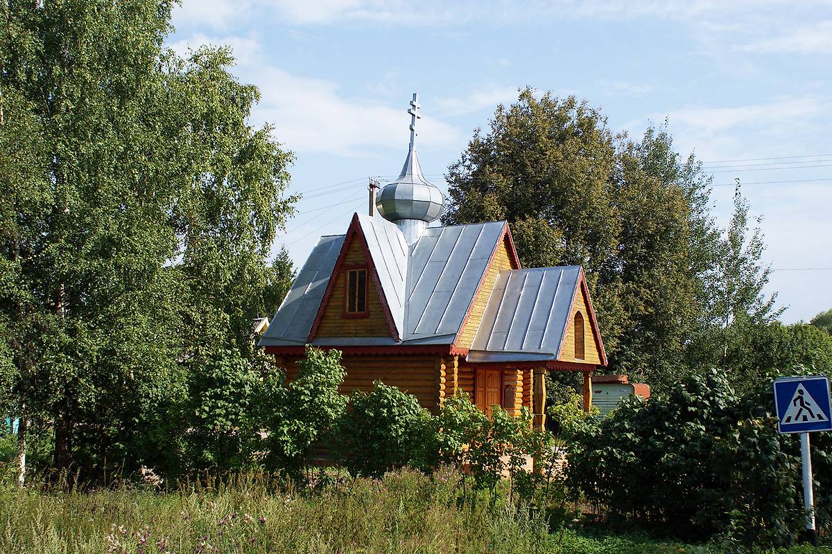 общий вид в ландшафте. Часовня Петра и Павла, Гаврово (Дновский район, Псковская область)