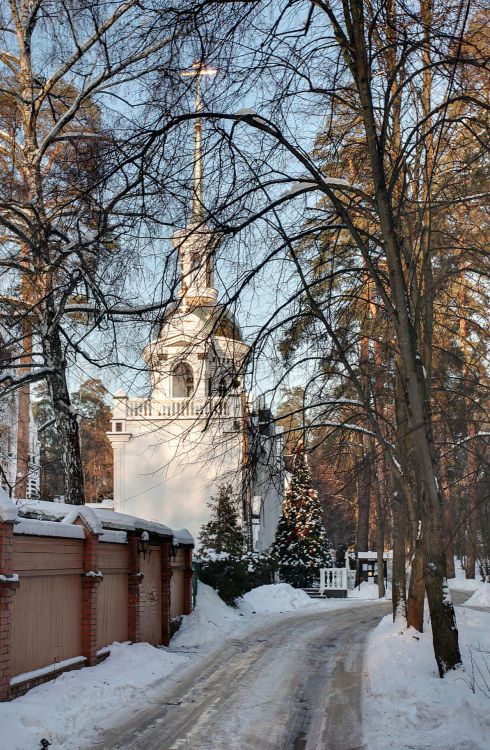 Церковь Вячеслава Чешского, Барвиха, деревня (Одинцовский городской округ и ЗАТО Власиха, Краснознаменск, Московская область). общий вид в ландшафте