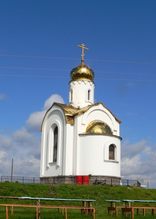 Часовня Геннадия Ватопедского (Афонского), Шарап (Ордынский район, Новосибирская область). общий вид в ландшафте