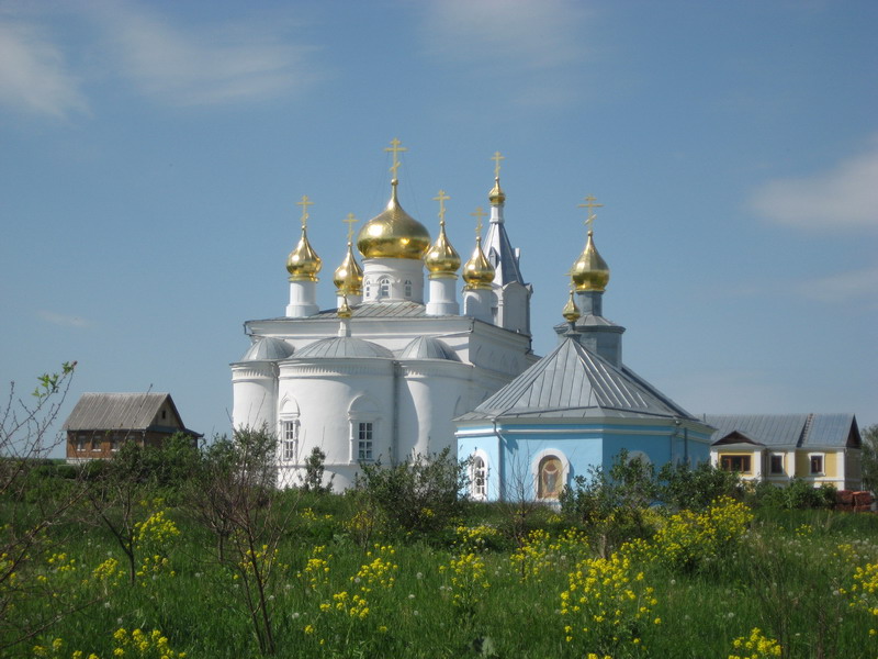 Архангельский скит, Ездаково, урочище (Арзамасский район и г. Арзамас, Нижегородская область). общий вид в ландшафте, Вид на обе церкви Архангельского скита Серафимо-Дивеевского монастыря