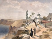 Балаклавский Георгиевский монастырь. Церковь Георгия Победоносца, В. Симпсон. Свято-Георгиевский монастырь. Акварель. 1855 год<br>, Фиолент, Балаклавский район, г. Севастополь