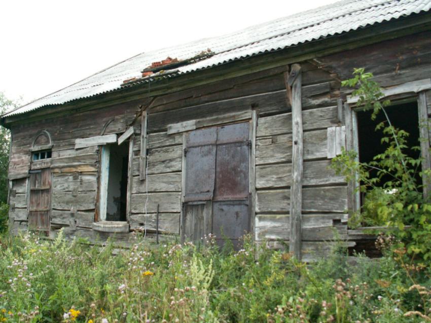 Романовы Дарки. Церковь Троицы Живоначальной. архитектурные детали, Деревянная Троицкая церковь. Фрагмент северного фасада. Видны сохранившиеся первоначальные врата северного входа.