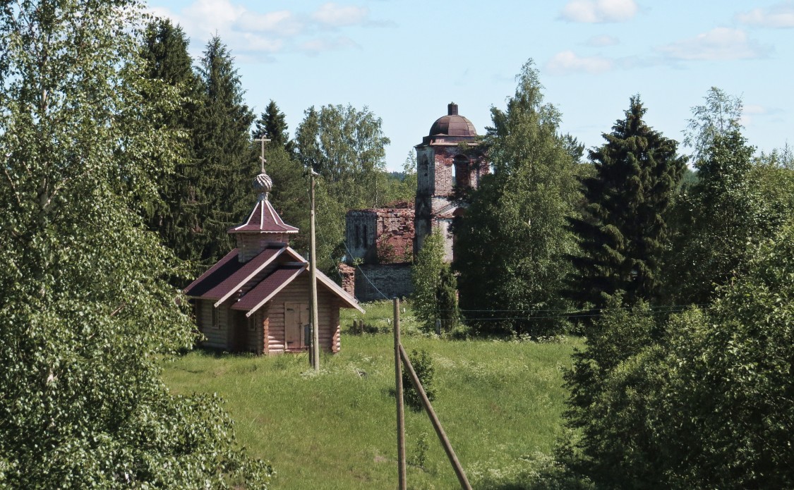 Иродионо-Илоезерская пустынь. Церковь Рождества Пресвятой Богородицы, Попово (Белозерский район, Вологодская область). общий вид в ландшафте