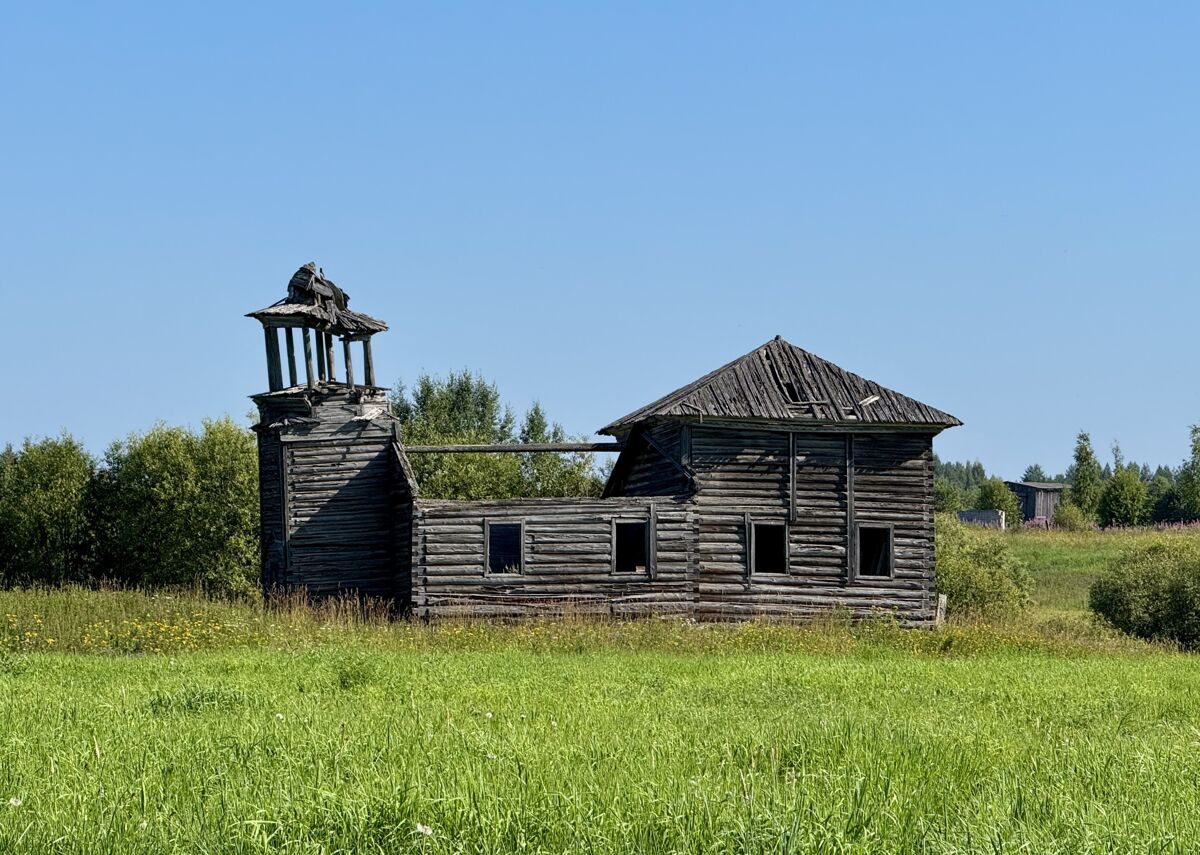 Часовня Успения Пресвятой Богородицы и Власия, Мостовая (Горка) (Няндомский район, Архангельская область). общий вид в ландшафте, Общий вид с юга