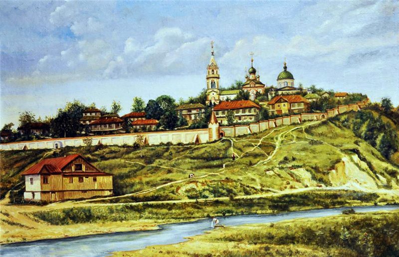 Борисовская Тихвинская пустынь, Борисовка (Борисовский район, Белгородская область). дополнительная информация, Общий вид монастыря. Цветная литография 1900-х годов