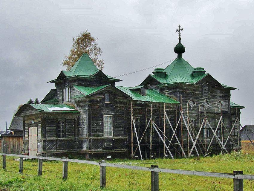 Церковь Николая Чудотворца, Юхнево (Вельский район, Архангельская область). фасады, вид с юго-запада