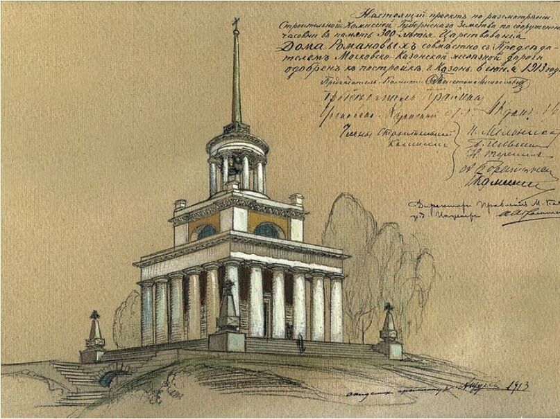 Часовня в честь 300-летия дома Романовых, Нижние Вязовые (Зеленодольский район, Республика Татарстан). графика, Авторский замысел часовни