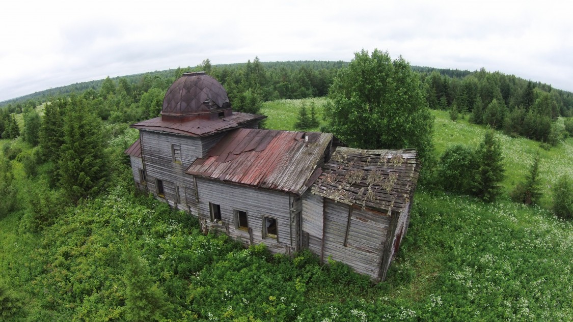 Коргозеро. Церковь Николая Чудотворца. общий вид в ландшафте, Обследование храма экспедицией проекта 