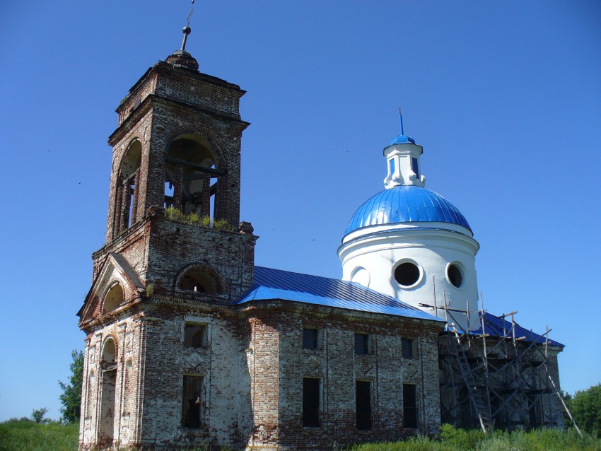 Уланово. Церковь Спаса Преображения. фасады, Вид с юго-запада