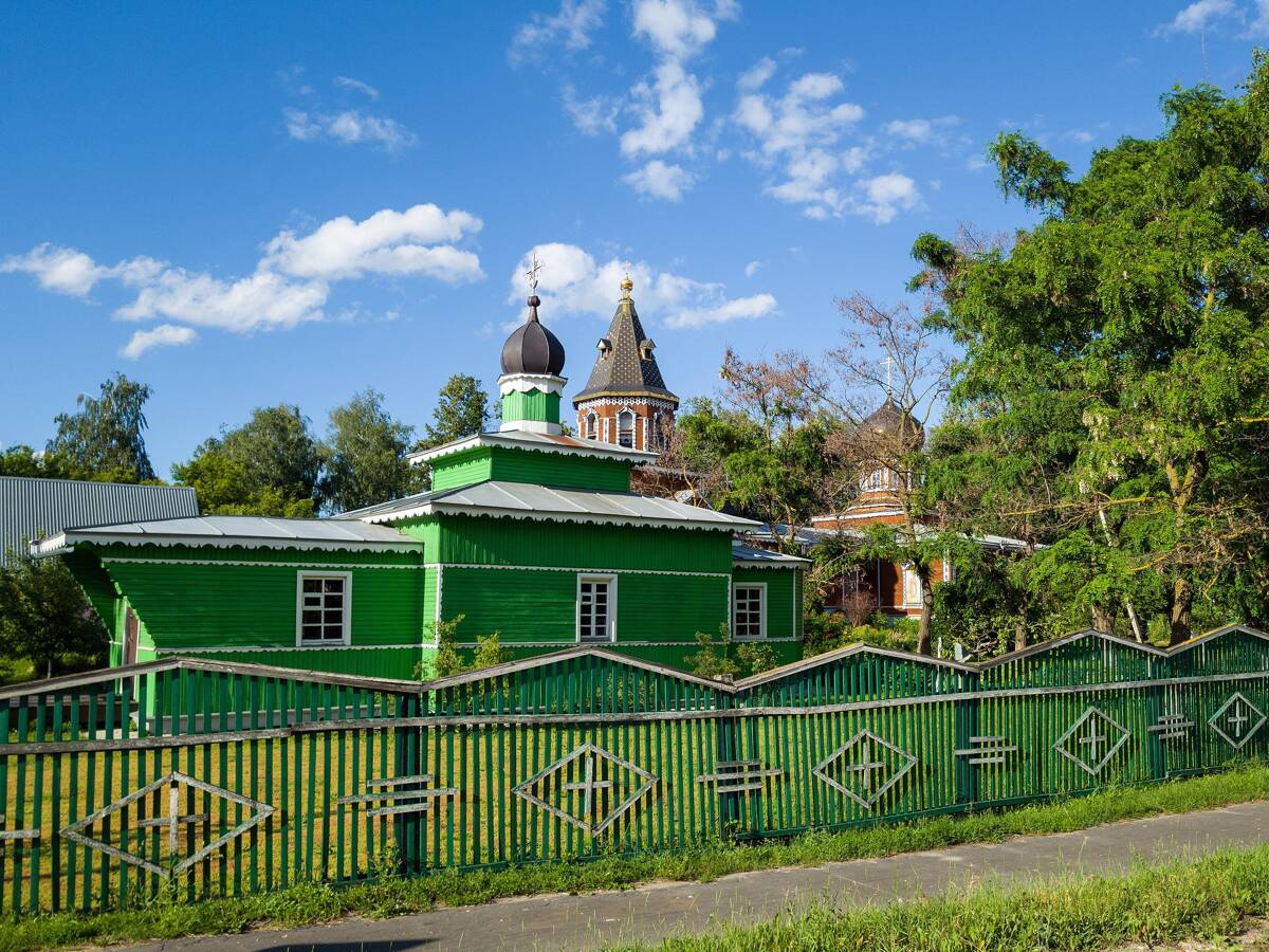 Церковь Александра (Сахарова) и Иоанна, Петровское (Шатурский городской округ и г. Рошаль, Московская область). общий вид в ландшафте
