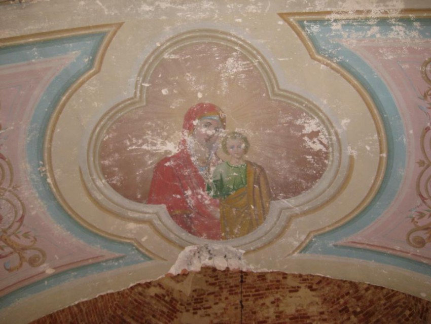 Церковь Троицы Живоначальной, Ямбухтино (Тетюшский район, Республика Татарстан). интерьер и убранство, Дореволюционная фреска иконы Божией Матери 