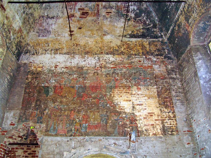 Церковь Флора и Лавра на Фроловском погосте, Фролы, урочище (Нерехтский район, Костромская область). интерьер и убранство, Роспись четверика. Сюжет - Страшный суд