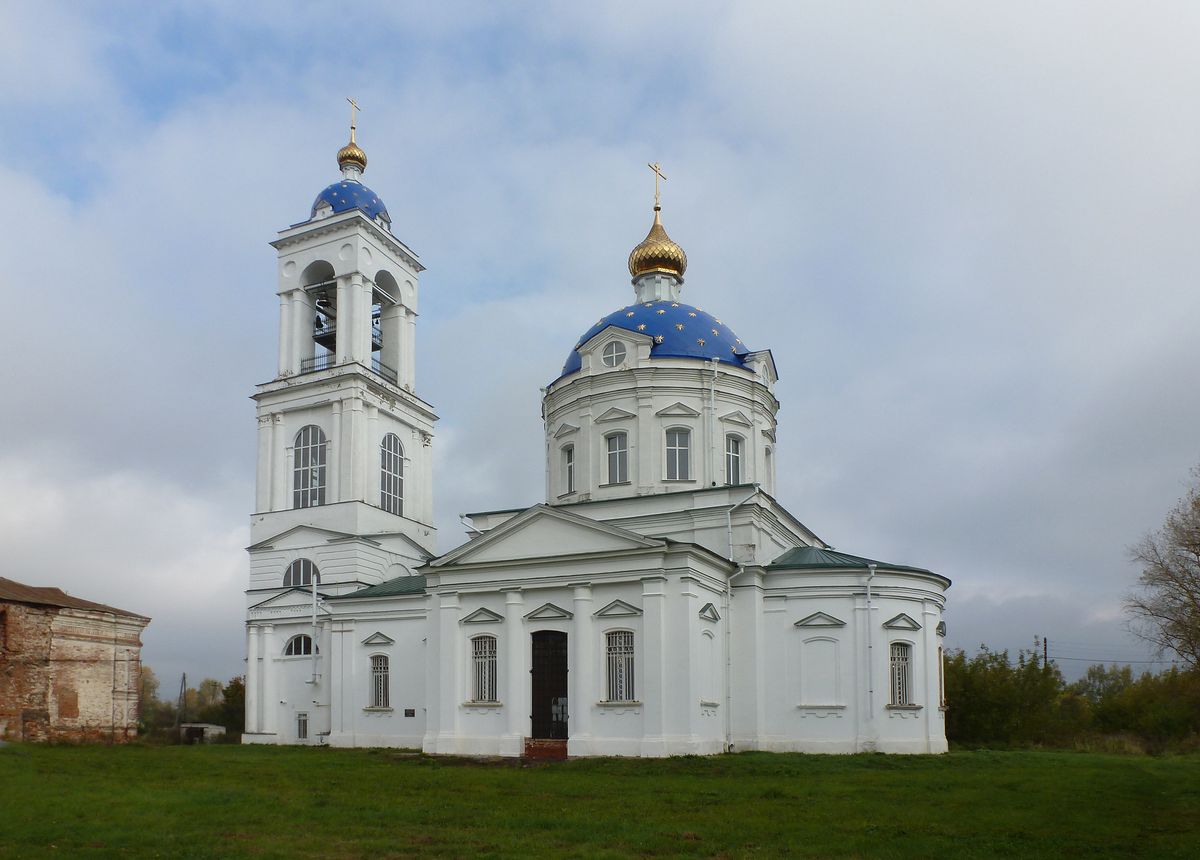Церковь Михаила Архангела, Бородино (Гаврилово-Посадский район, Ивановская область). общий вид в ландшафте