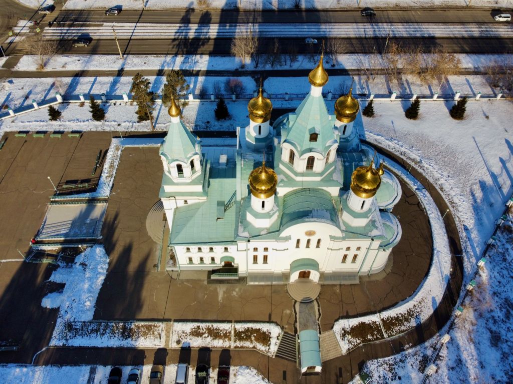 Кафедральный собор Троицы Живоначальной, Ангарск (Ангарский район, Иркутская область). дополнительная информация, Вид сверху с юга