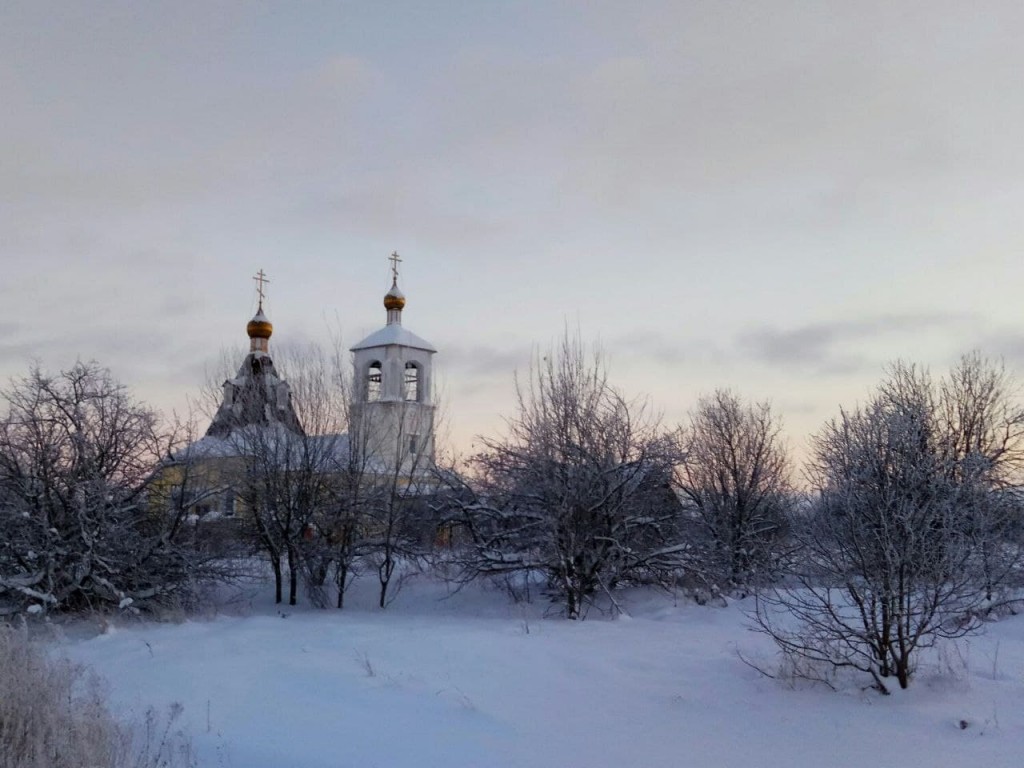 Фокино. Церковь Михаила Архангела. общий вид в ландшафте