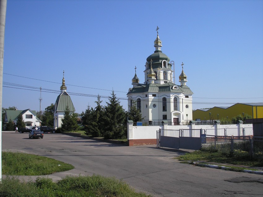 Церковь Покрова Пресвятой Богородицы, Гребёнки (Белоцерковский район, Украина, Киевская область). общий вид в ландшафте