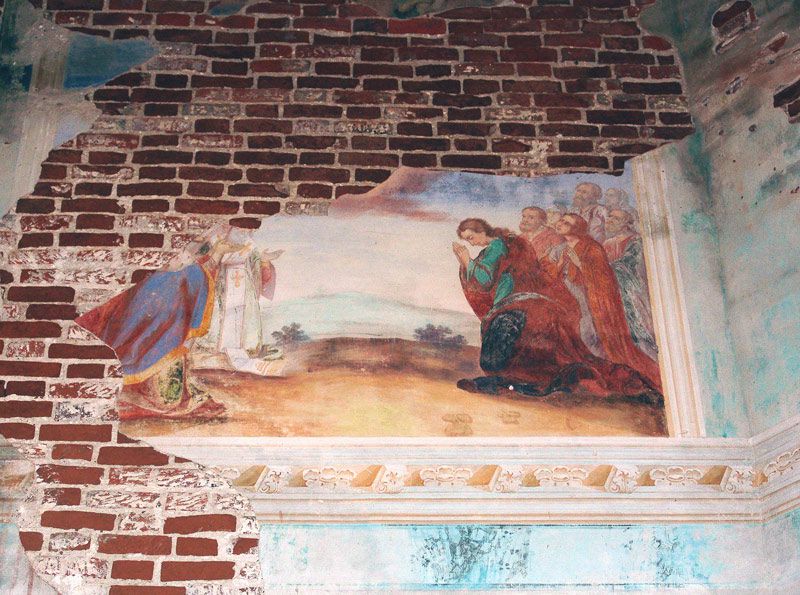 Церковь Покрова Пресвятой Богородицы, Давыдовское (Нерехтский район, Костромская область). интерьер и убранство, Настенная роспись четверика.