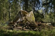 Церковь Воскресения Христова, Вид на руины храма с северо-запада<br>, Володина (погост Лужинки), Торопецкий район, Тверская область