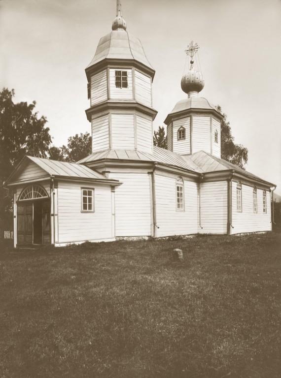 Церковь Воскресения Христова, Володина (погост Лужинки) (Торопецкий район, Тверская область). архивная фотография, Фото Н.Д. Бартрама, 1912