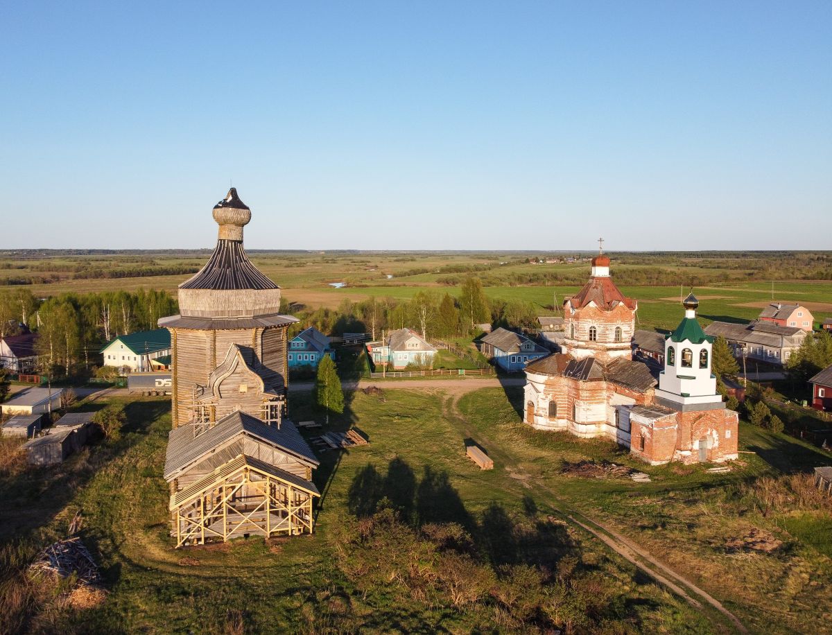 Храмовый комплекс Зачачьевского прихода, Зачачье (Холмогорский район, Архангельская область). фасады