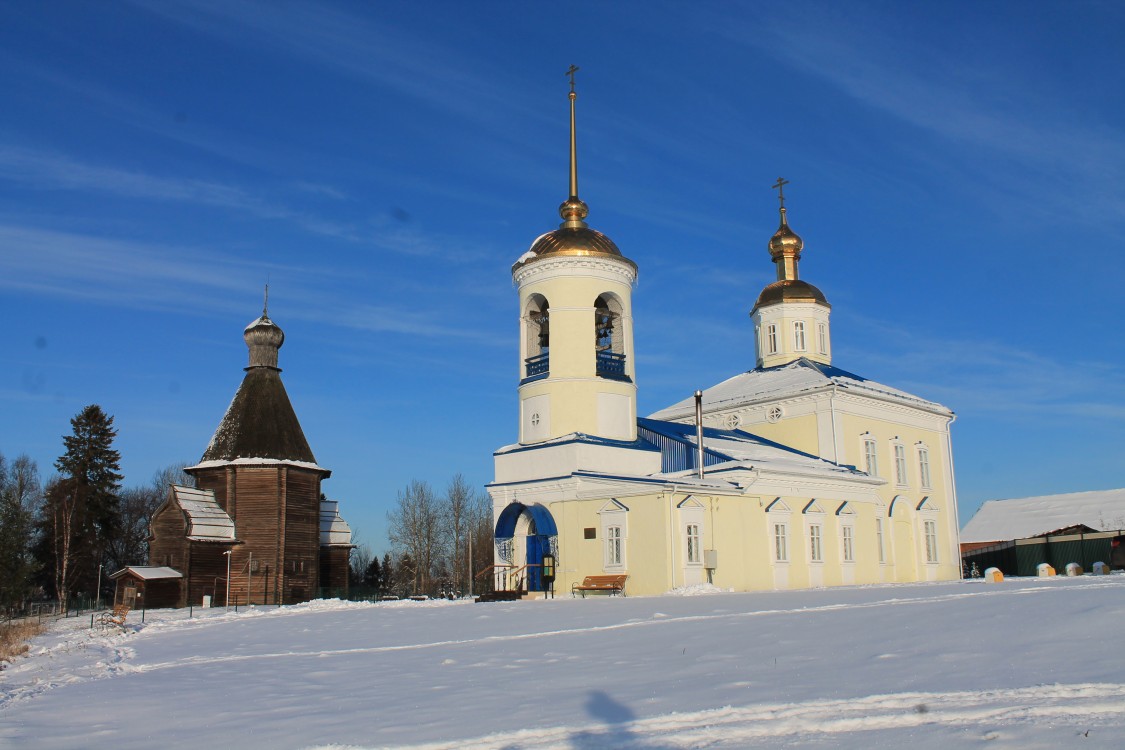 Храмовый комплекс. Церкви Николая Чудотворца и Успения Пресвятой Богородицы, Новинки (Лявля) (Приморский район, Архангельская область). фасады