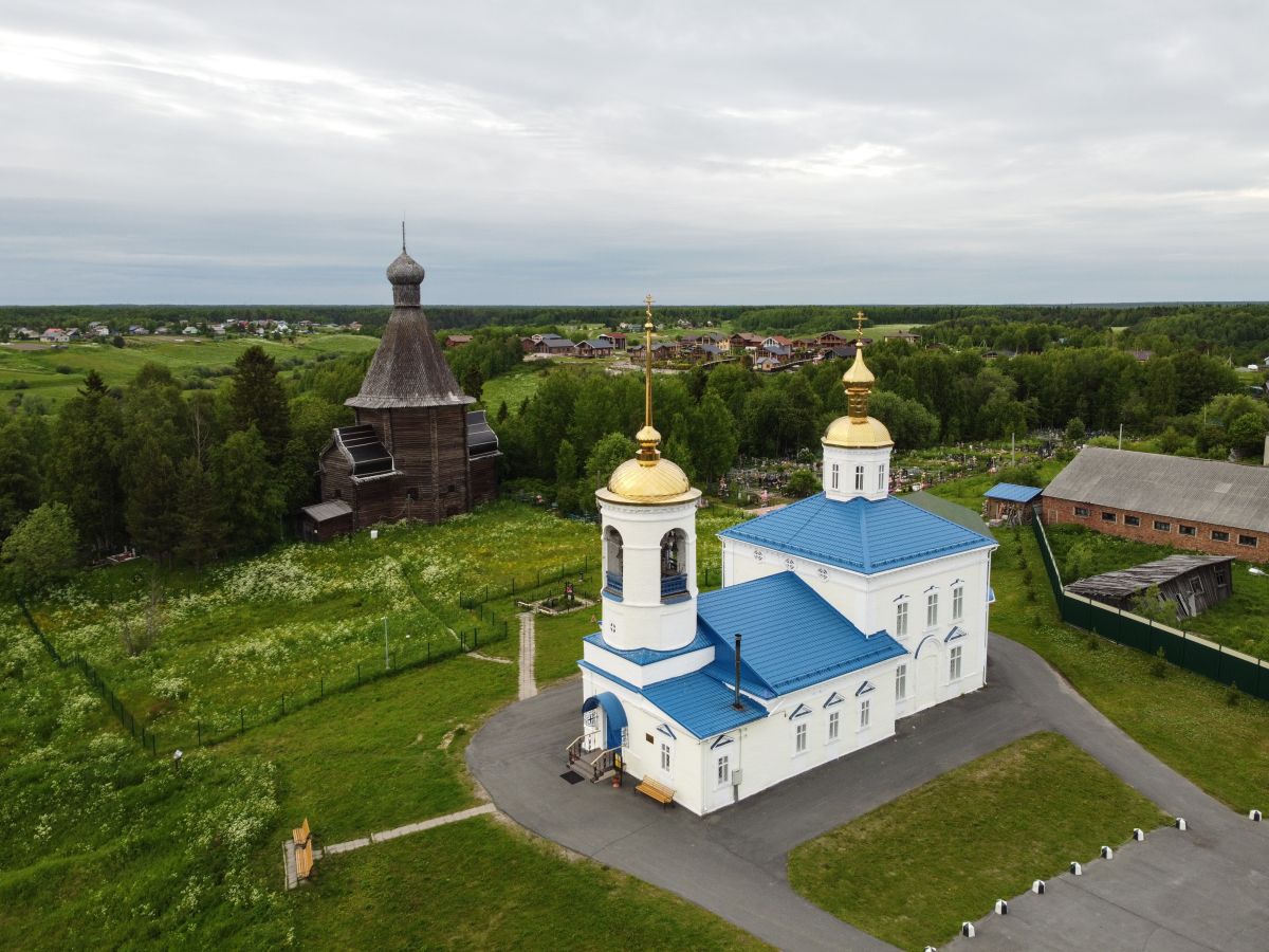 Храмовый комплекс. Церкви Николая Чудотворца и Успения Пресвятой Богородицы, Новинки (Лявля) (Приморский район, Архангельская область). фасады