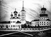 Храмовый комплекс. Церкви Преображения Господня и Успения Пресвятой Богородицы, рисунок по фотографии<br>, Ижма, Ижемский район, Республика Коми
