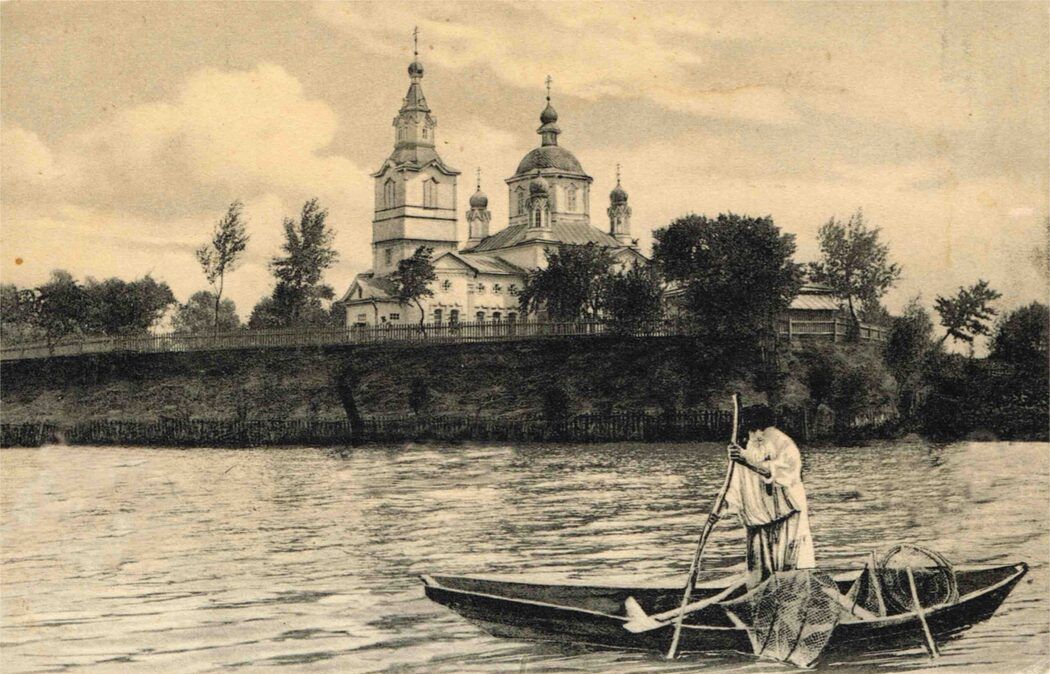 Церковь Михаила Архангела (новая), Боярка (Фастовский район, Украина, Киевская область). архивная фотография, Вид с реки, старинное фото