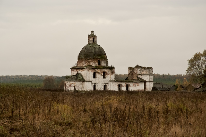Церковь Успения Пресвятой Богородицы, Ивановское (Белозерский район, Вологодская область). общий вид в ландшафте