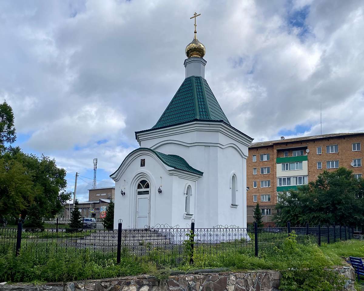 Вид с ЮЗ, фасады. Храм-часовня Воздвижения Креста Господня, Таштып (Таштыпский район и г. Абаза, Республика Хакасия)