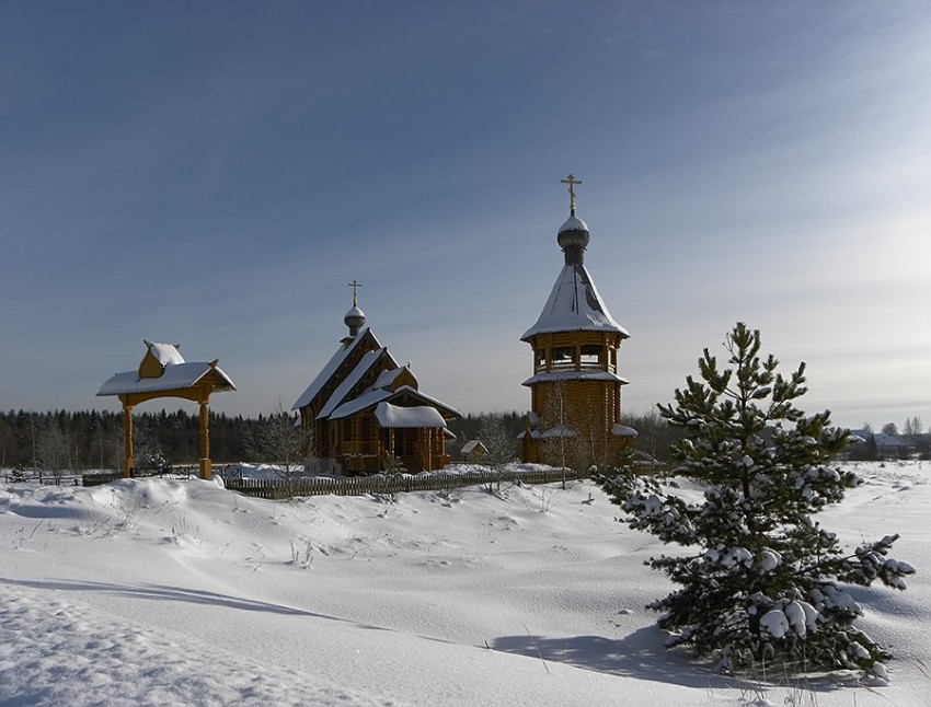 Церковь Покрова Пресвятой Богородицы, Молоково (Орехово-Зуевский городской округ, Московская область). общий вид в ландшафте