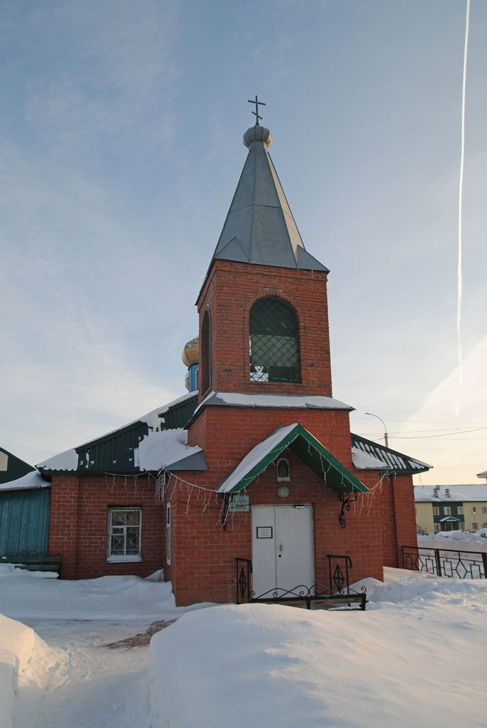 Западный фасад, фасады. Церковь Сергия Радонежского (временная), Убинское (Убинский район, Новосибирская область)