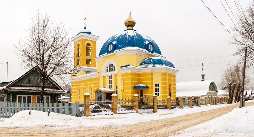 Кулебаки. Церковь Николая Чудотворца (новая). фасады, Панорама 5 верт.кадров