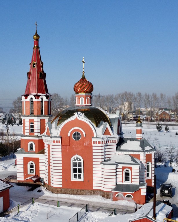 Церковь Трифона мученика, Металлплощадка (Кемеровский район, Кемеровская область). фасады, С дрона