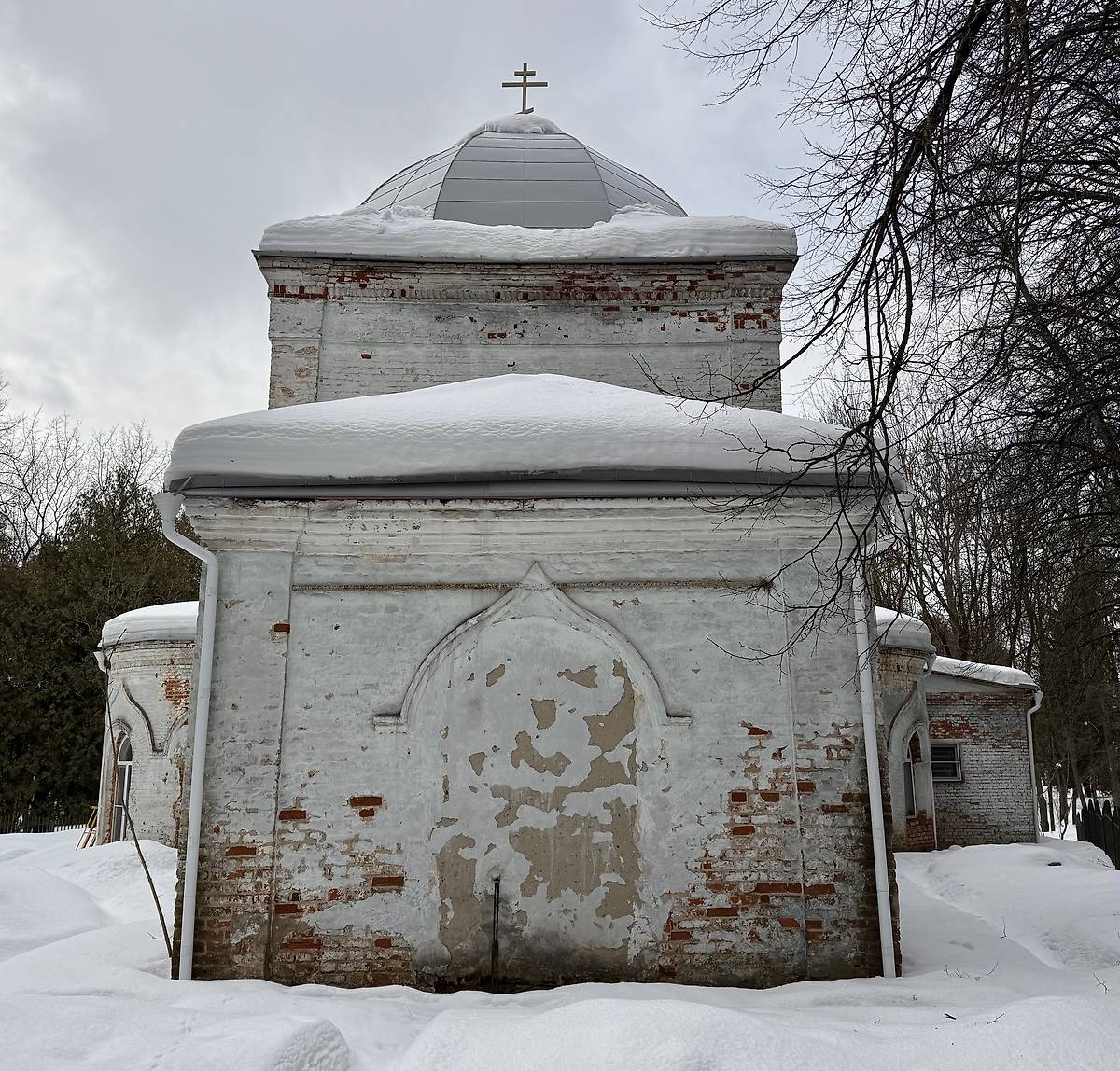 Вид с востока, фасады. Церковь Воздвижения Креста Господня, Авангард, ДО (Лукино, Воздвиженское) (Серпуховский городской округ и гг. Протвино, Пущино, Московская область)