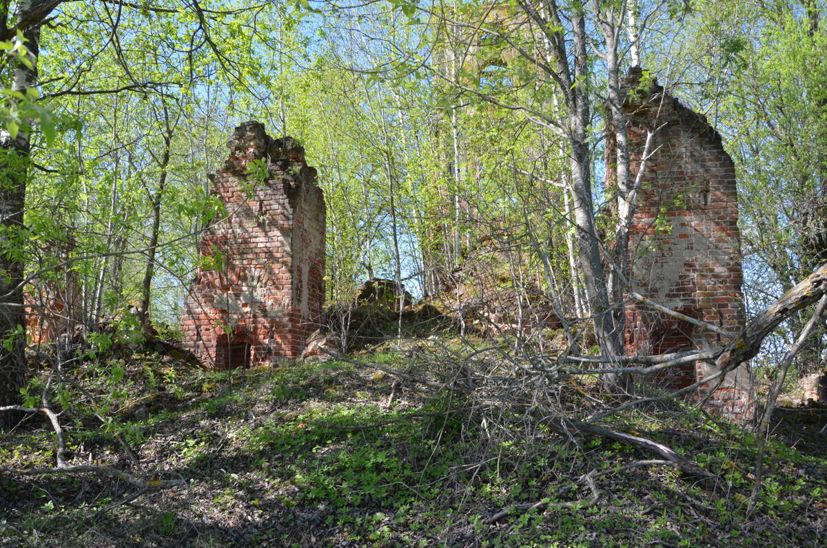 Церковь Успения Пресвятой Богородицы, Белый Берег (Сафоновский район, Смоленская область). дополнительная информация, Остатки восточной стены основного объема (вид с востока)